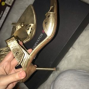 Gold heeled slides (Italian leather) with buckle